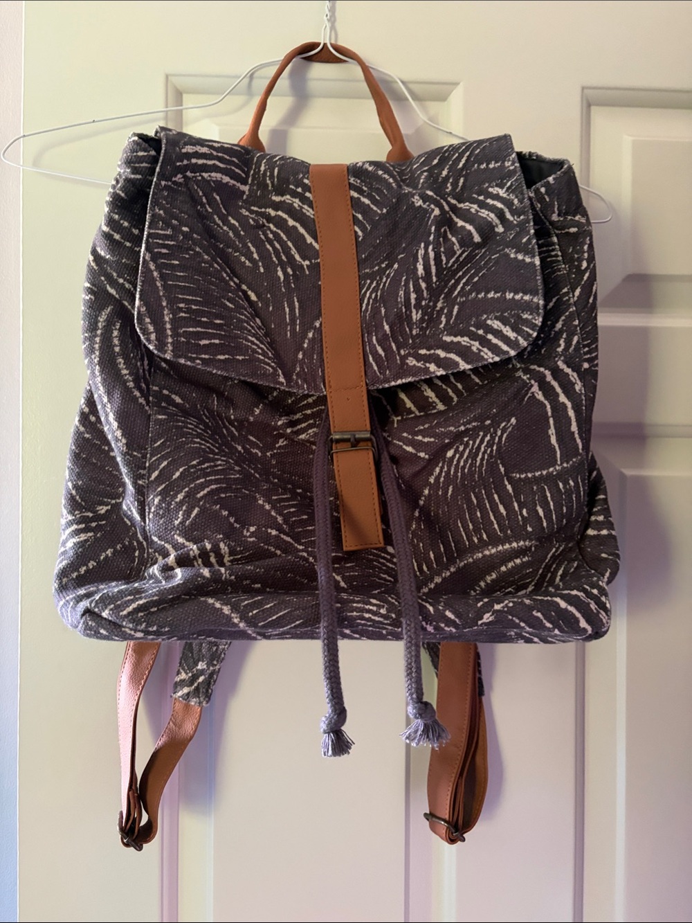 Lu & Elle Paradise Palm Canvas Drawstring Backpack